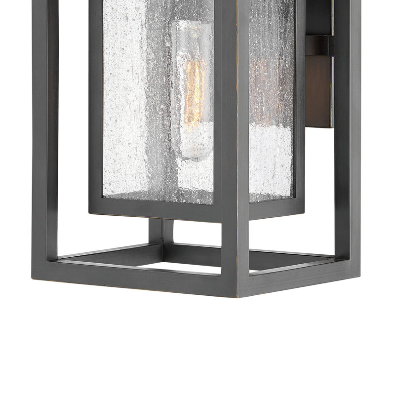 Republic Seeded Glass Outdoor Wall Mount Lantern, 12" H x 7" W x 6.75" D, Oil Rubbed Bronze