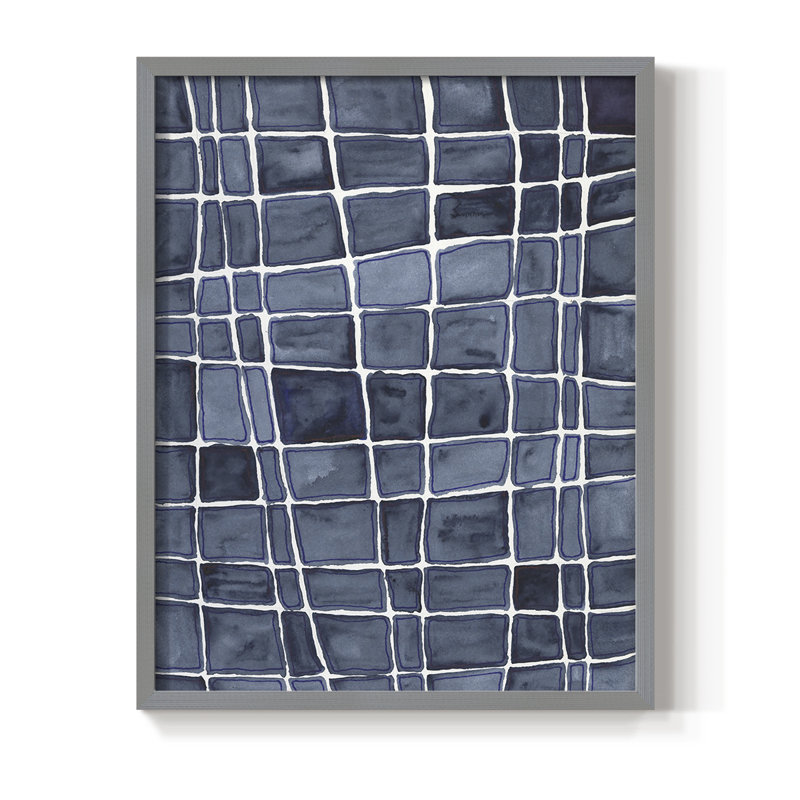 Square Bluff I, reproduction encadrée - bois massif, H 10 po x l 8 po, Gris