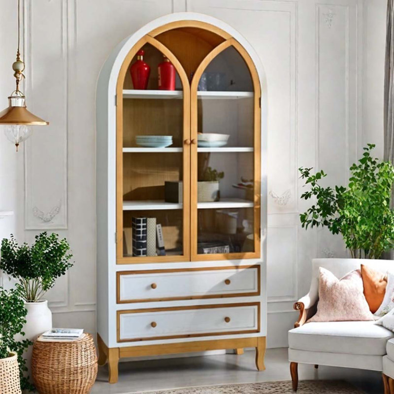 68.31-Inch High Display Cabinet, White