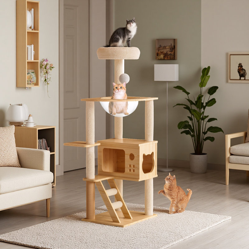 Tour pour arbre à chat 48,8 po avec poteaux à griffes et perchoir supérieur recouverts de sisal