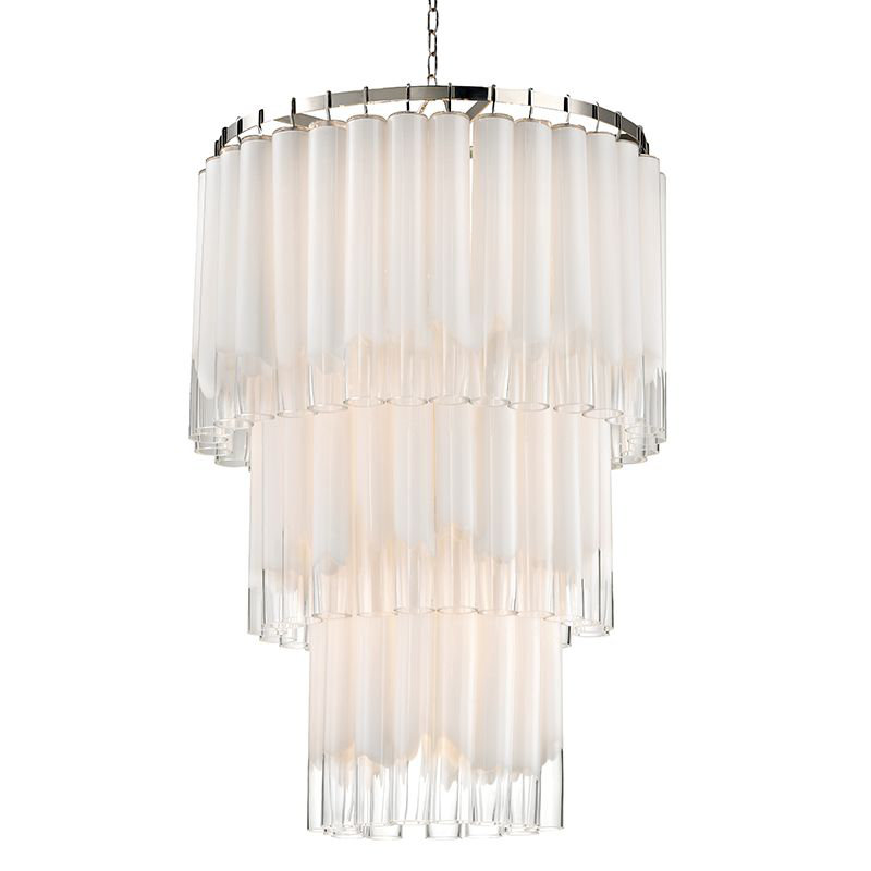 Tyrell Polished Nickel 16-Light Tiered Chandelier with Glass Shades