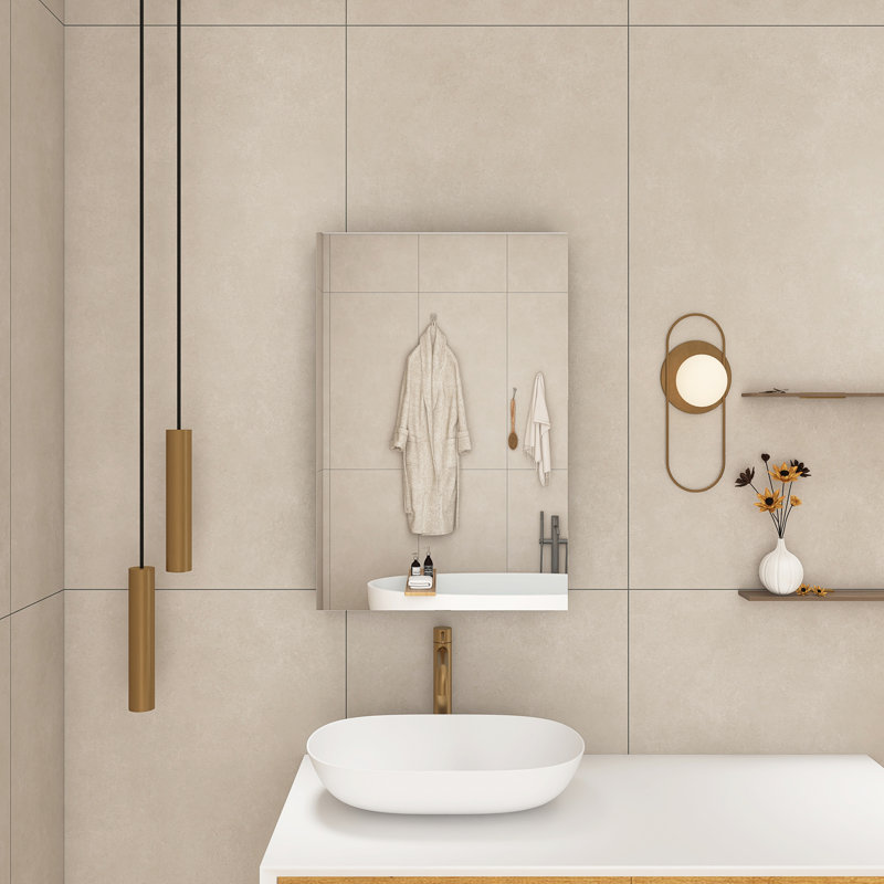 20'' W 30'' H Recessed or Surface Mount Aluminum Frameless Medicine Cabinet With Mirrored Door and Adjustable Shelves, 20"