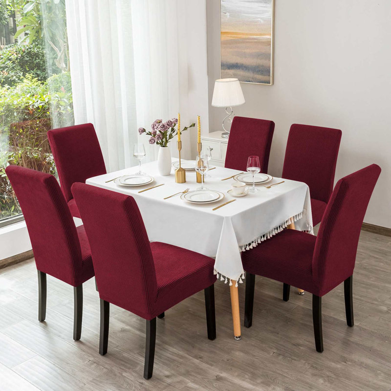 Housse pour chaise de salle à manger Dlerfeut, Rouge vin