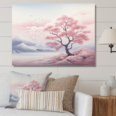 Minimalisme, arbre rose solitude I
