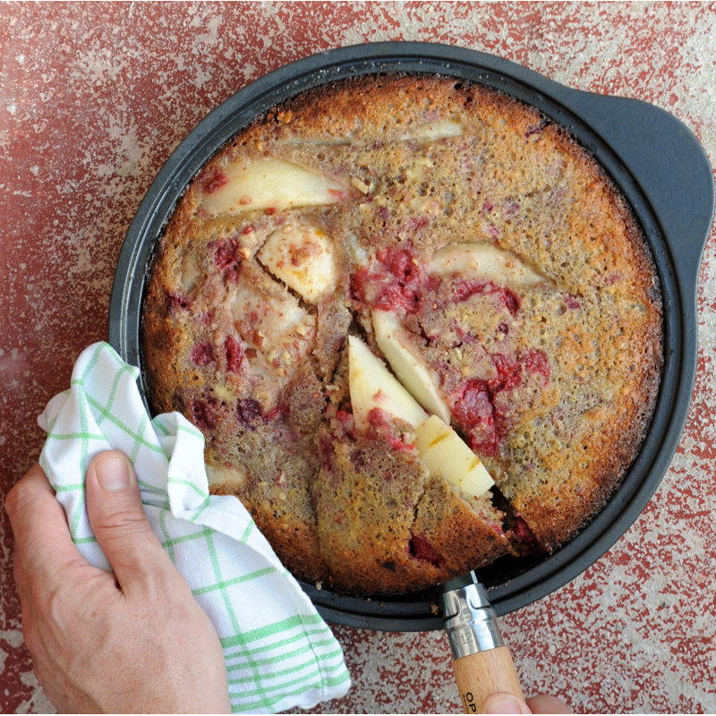 Red French Enameled Cast Iron Tajine with Ceramic Cone Lid