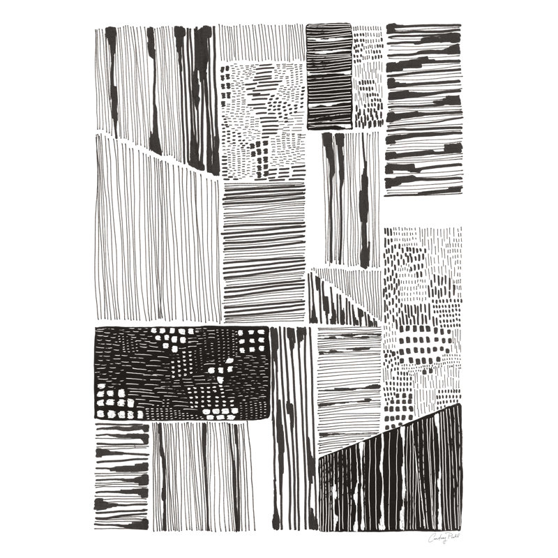 Lined up IV - Peinture sur toile, H 16 po x l 12 po, Cadre blanc
