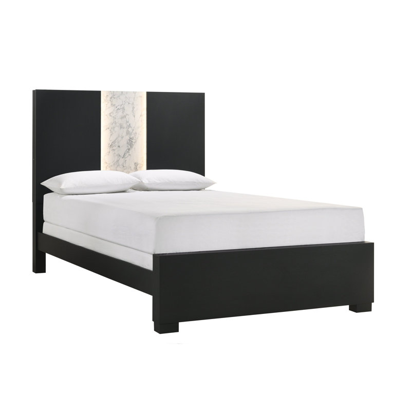 Rangley Black King LED Panel Bed, Black