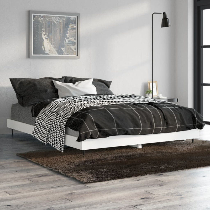 Loginov Bed Frame, White, 135 x 190cm