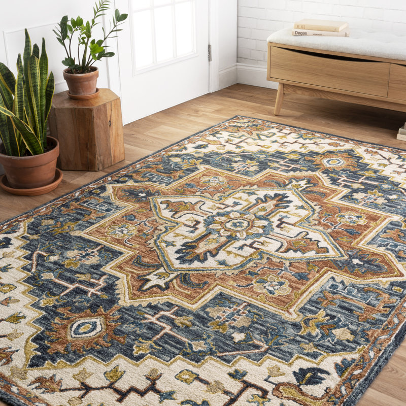 Barba Hand Hooked Wool Oriental Indoor Rug, Rectangle 5' x 7'6"
