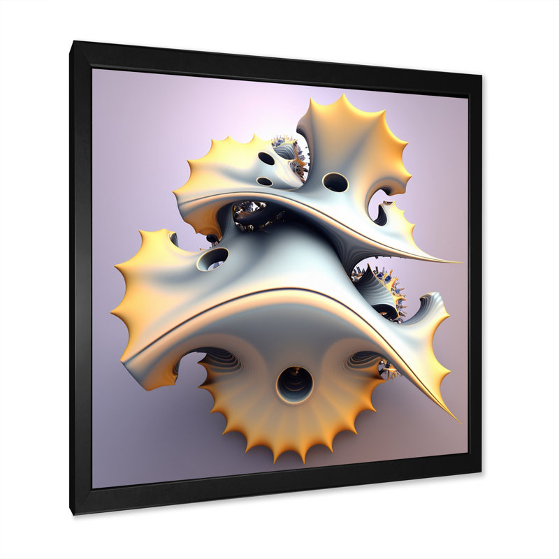 Fractal 3D Universe au pastel futuriste - impression, H 24 po x l 24 po x P 1 po, Cadre simple noir