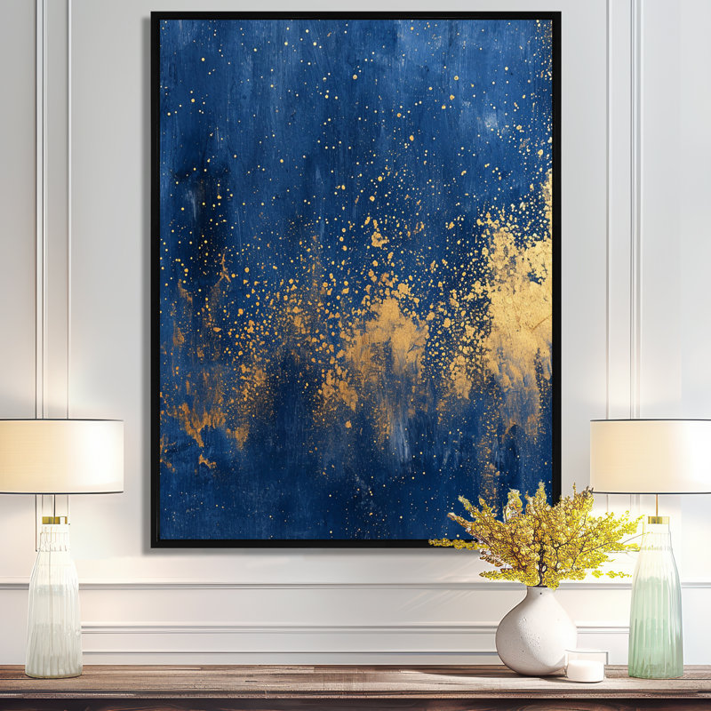 Golden Starry Night - reproduction d'art murale abstraite, Toile tendue, H 20 po x l 12 po x P 1 po