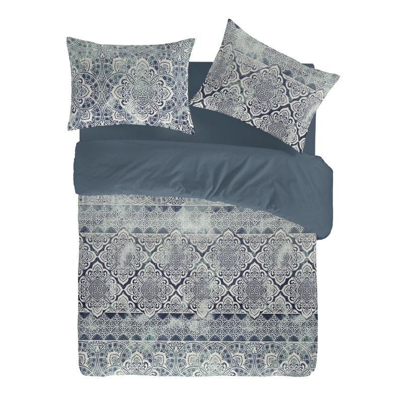 Carmon Damask Duvet Cover, Double Duvet Cover, Petroleum