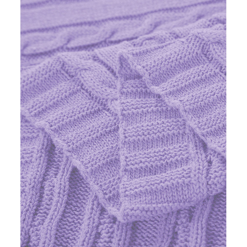 Jeté tricoté, jeté 100% pur coton, lavable à la machine, confortable - NTBAY, Mauve clair, L 67 po x l 51 po