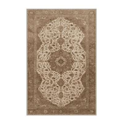 Tapis beige Tabriz lavable à la machine