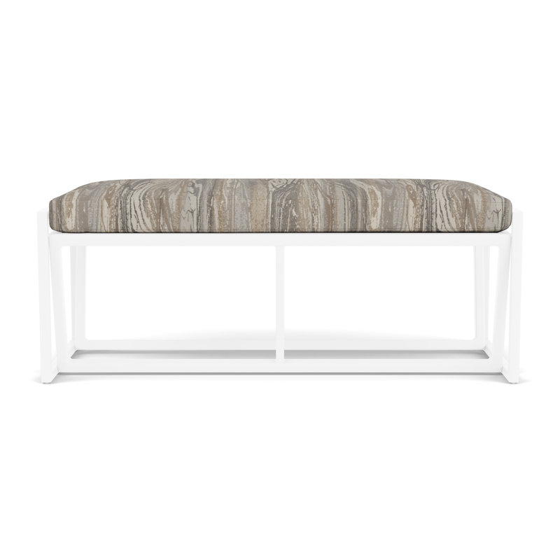 Summit Outdoor Dining Bench, White, Woodgrain Ash