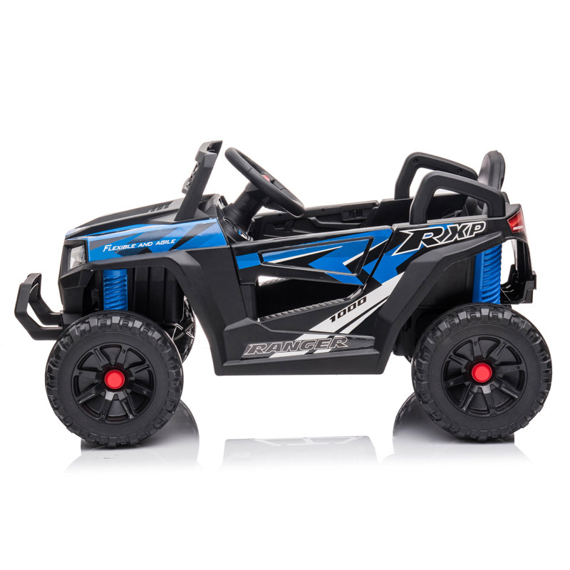 Black 12V Kids Ride-On UTV with LED Lights and Horn