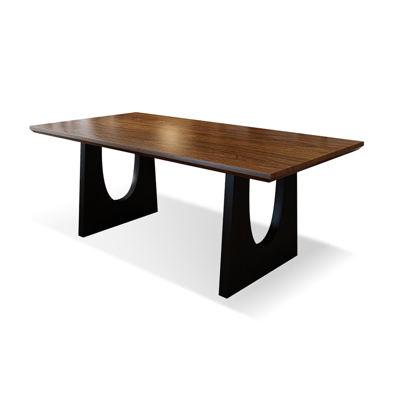 Nut-brown Rectangular Solid Wood desk, 29.53" H x 86.61" W x 35.43" D