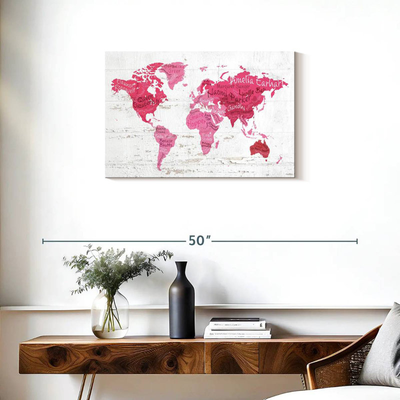 Carte du monde emblématique des femmes, H 20 po x l 30 po