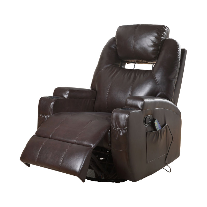 Runkle Faux Leather Massage Chair, Brown Faux Leather
