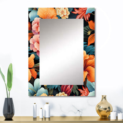 Tropical Paradise Botanical Paradise - miroir décoratif floral, miroir mural de chalet, impression d'art en métal