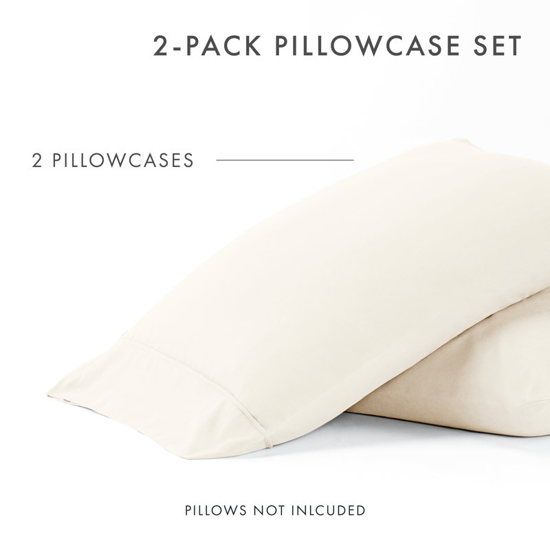 Ensemble de 2 taies d'oreiller en microfibre ultra douce, Ivoire, Taie d’oreiller standard