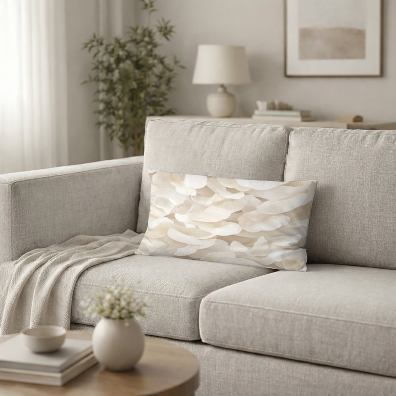 Coussin French Country - Coussin imprimé de pétales de sable, H 12 po x l 20 po