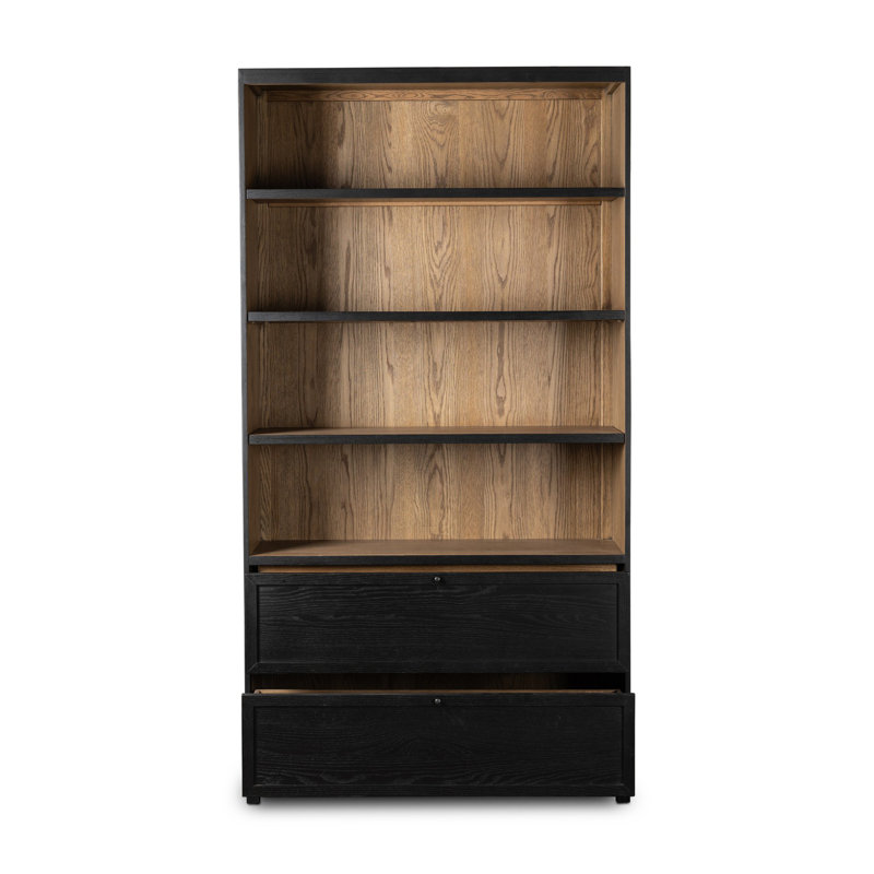 Millie Bookcase-Drifted Matte Black Veneer, Drifted Matte Black