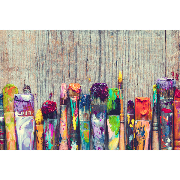 Artist Paint Brushes - Wrapped Canvas Photograph Ebern Designs Size: 30 W x 20 H