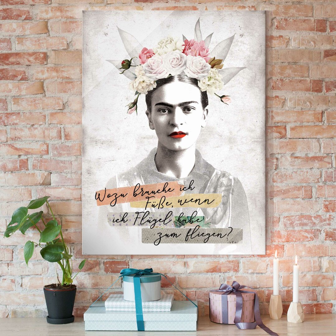 Glasbild Zitat von Frida Kahlo