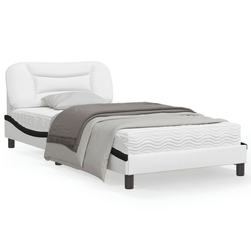 Lit tapissier Calayah, Blanc/Noir