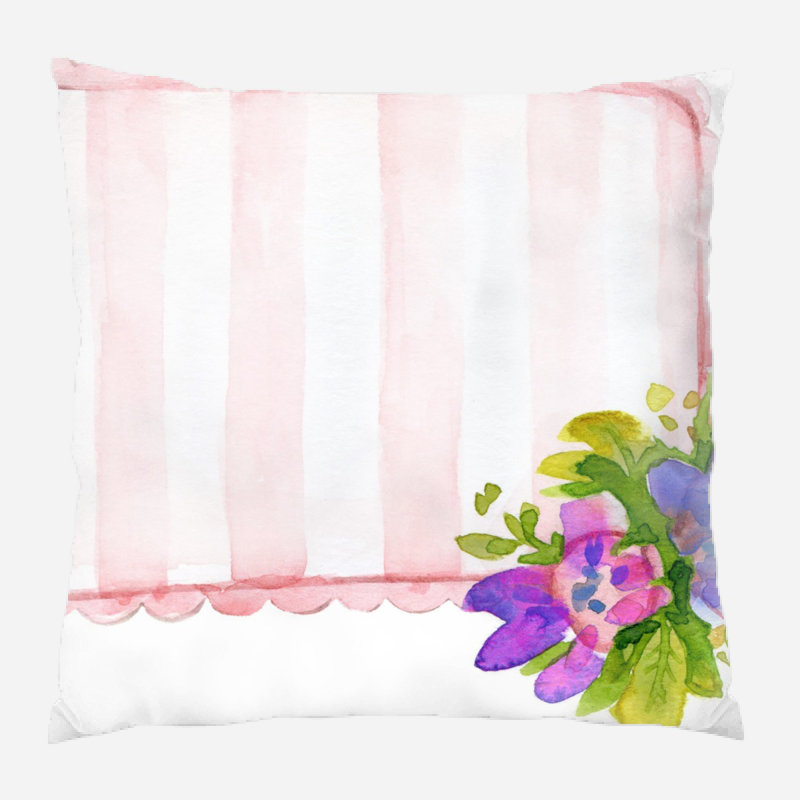 Outdoor Reversible Throw Pillow, Microsuede, Indoor, Peach/Pink/Green