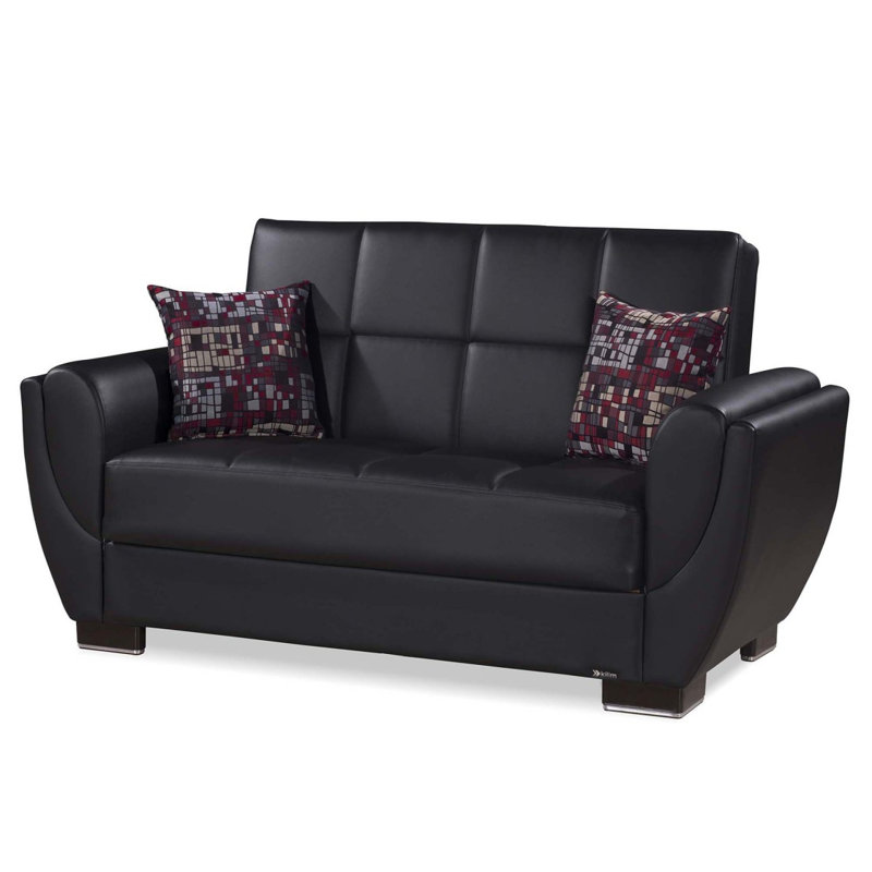Causeuse convertible avec rangement Primenest Nimbusflow, polyuréthane noir