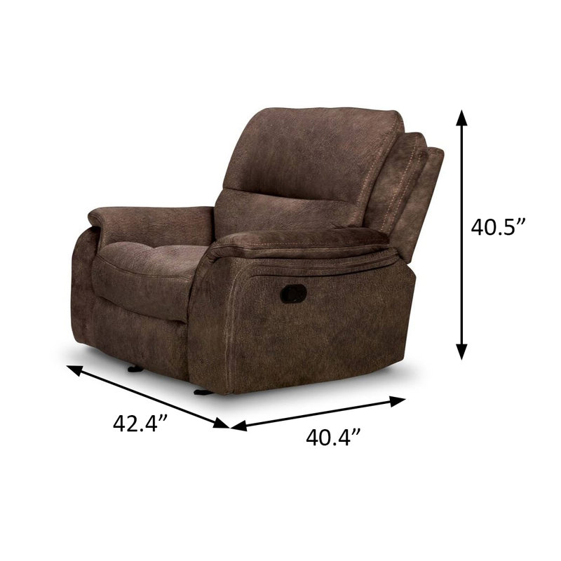 42.4" W Transitional Glider Recliner, Dark Brown, Dark Brown