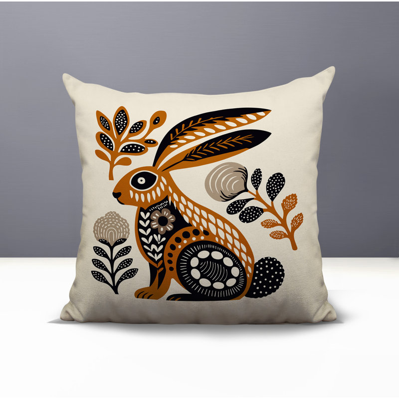 Coussin intérieur / extérieur Timi Rabbit, Carré 15 po, Orange