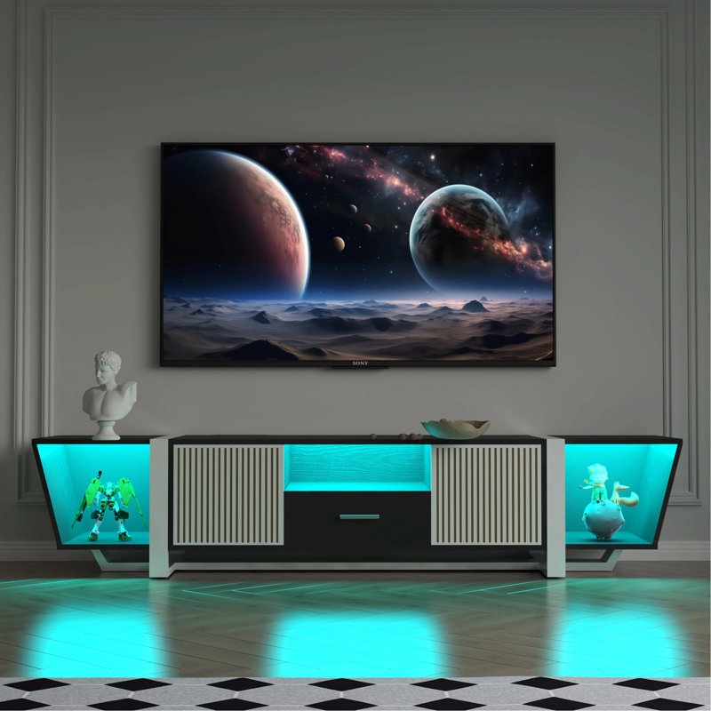 LED TV Stand With Remote Control And Multiple Modes Changing Lights, Minimalist TV Stand For Home