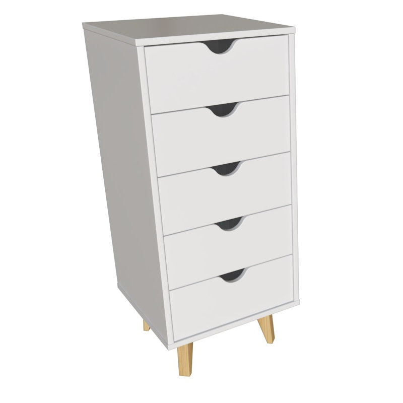 Commode pour la lingerie 5 tiroirs Bobbi-Rose, Blanc
