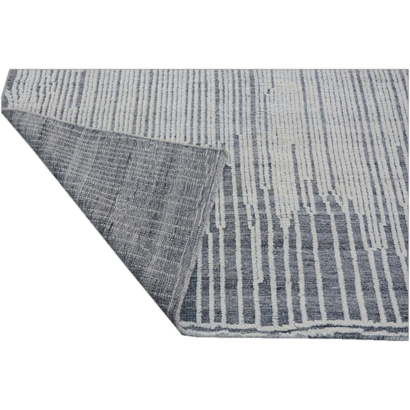 Moroccan Wool Area Rug, Rectangle 6' x 9', No Pattern and Not Solid Color