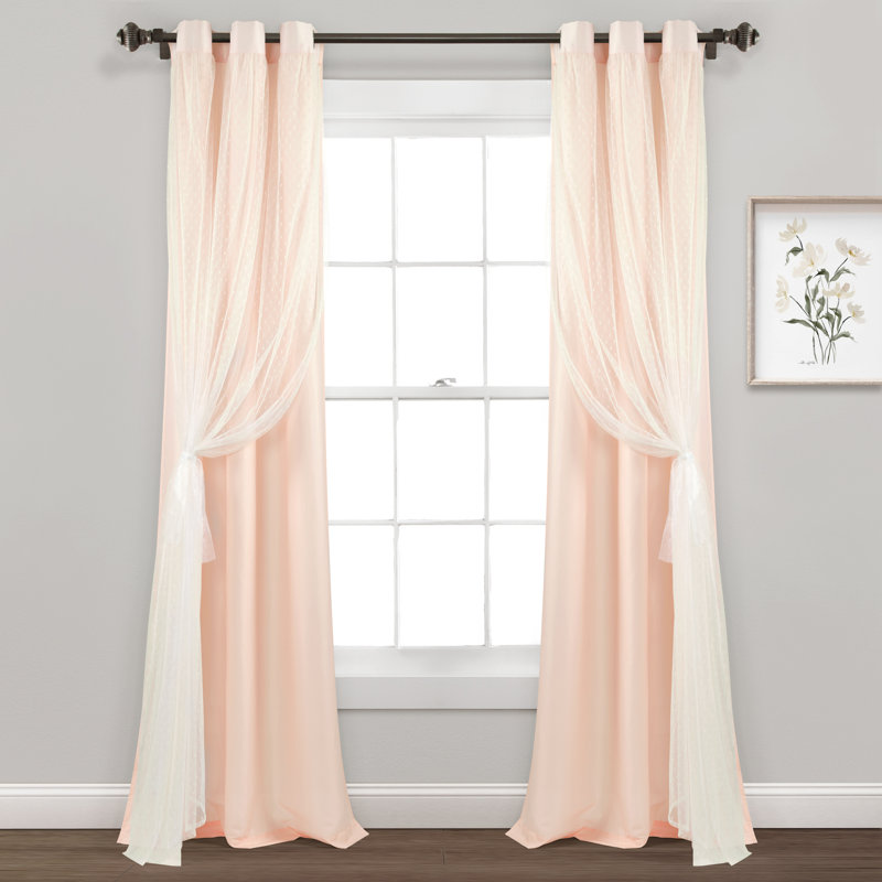 Polka Dot Sheer Sheer Curtain Pair, Pink