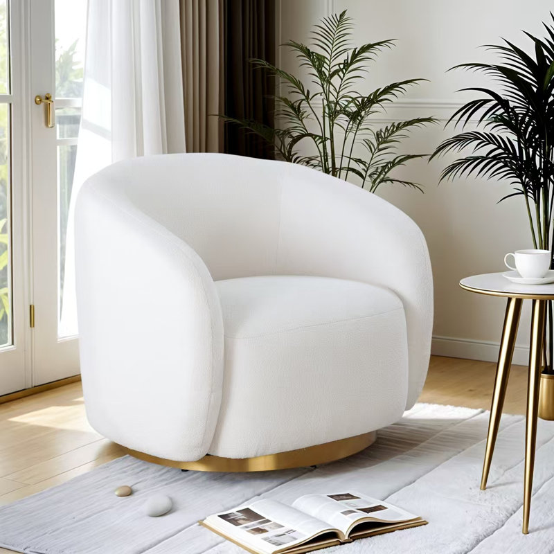 Chaise pivotante rembourrée Dove, Ourson blanc