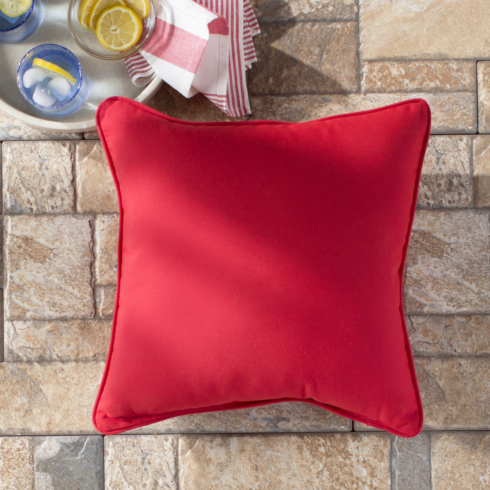 Hansah Indoor/Outdoor Throw Pillow, 22" H x 22" W x 6" D, Sunbrella Spectrum Cilantro