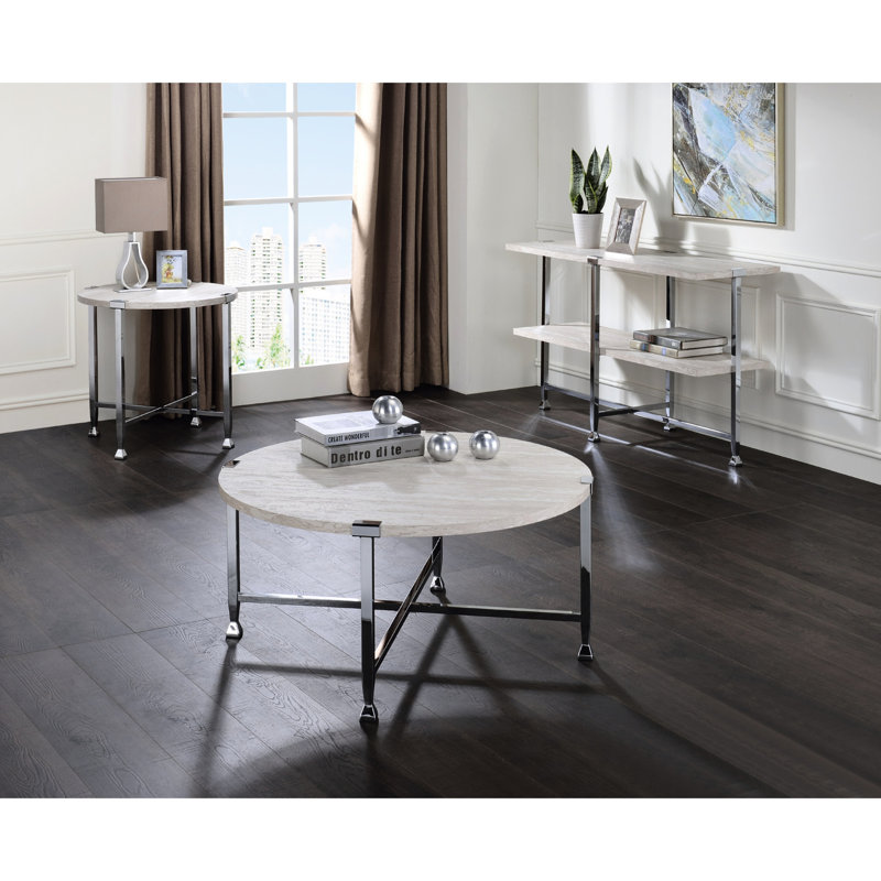 Table demi-lune avec support à barre transversale, pieds en métal, largeur de 16 pouces, hauteur de 30 po, détails et table en chêne blanc, profondeur de 48 po, compartiment ouvert