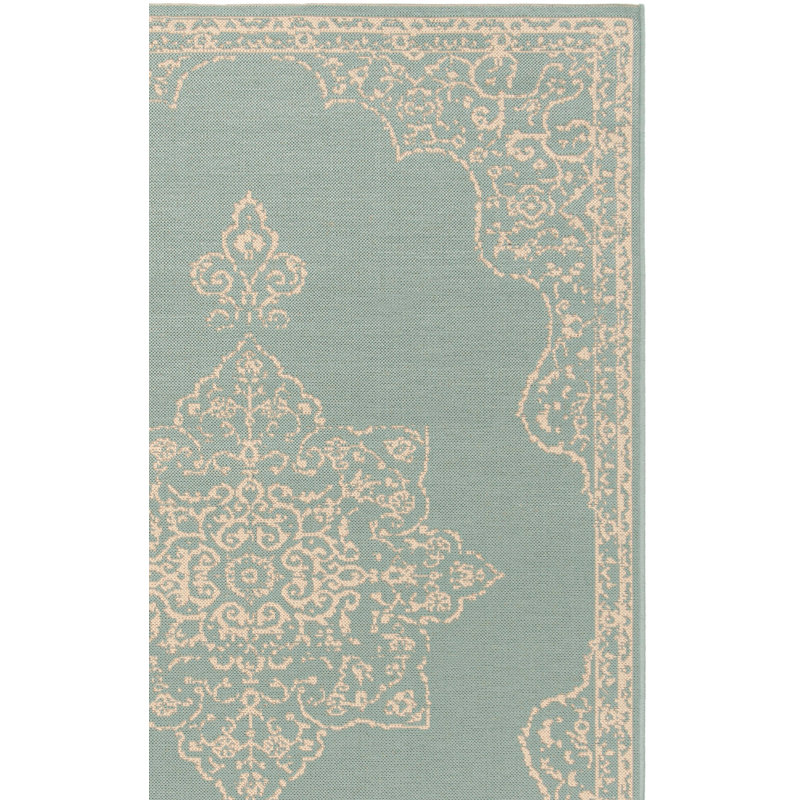 Tapis oriental crème / turquoise Danya, Tapis de couloir 2 pi 2 po x 6 pi