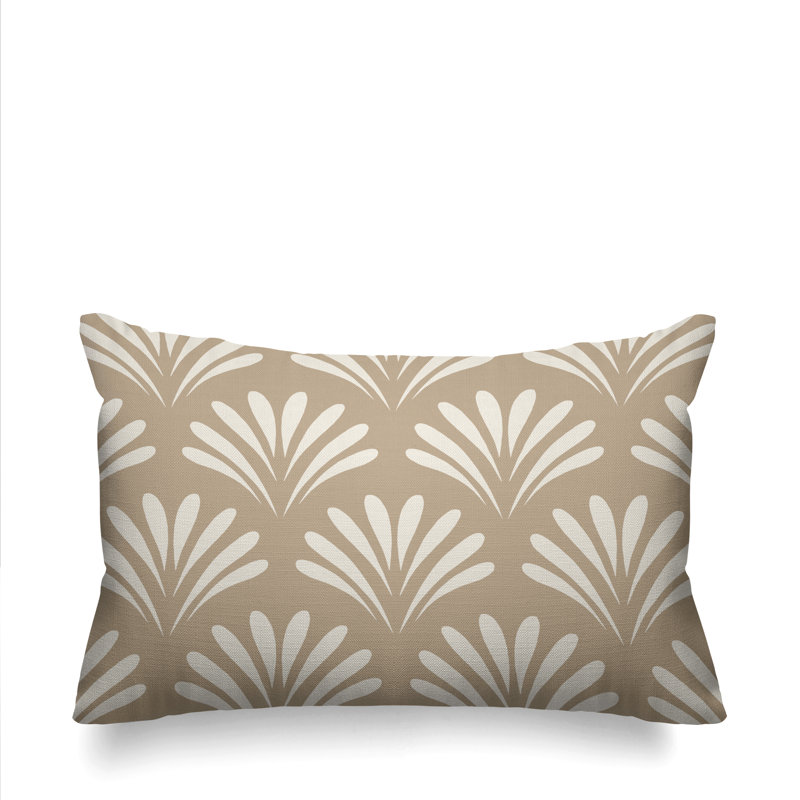 Coussin décoratif intérieur / extérieur Flower Burst, H 15 po x l 15 po, Beige, Carré