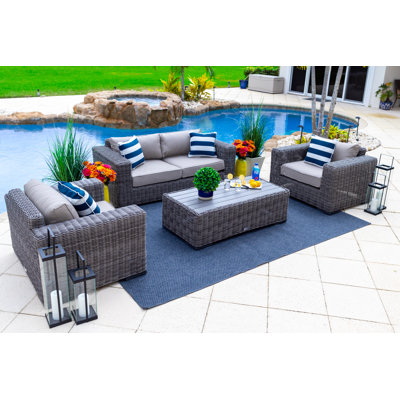Malmo Collection In Gray 4 - Person Patio Conversation Set with Cushions