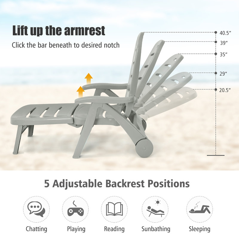 Anaias Outdoor Chaise Lounge, Gray