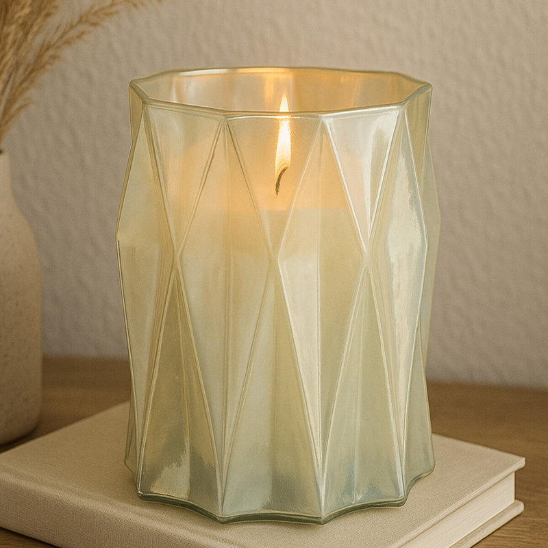 16cm Glass Tabletop Tealight Holder, 23cm H x 18cm W x 18cm D