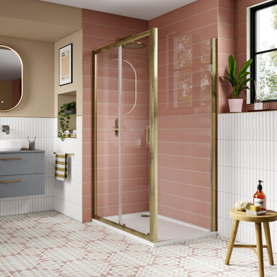 Lucie 1690 mm W Sliding Framed Shower Door with Clear Glass