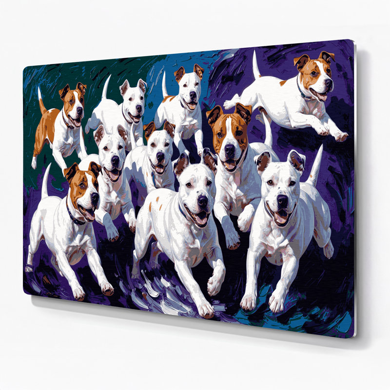 «Bulls» miniature, art mural mauve en métal, H 11 po x l 14 po
