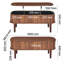 Table basse à plateau relevable de 39,4 po, table basse ovale cannelée avec 3 compartiments cachés, bureau central ovale en bois de style Mid-Century avec rangement, plateau de table relevable pour la maison et le bureau, assemblage facile, noyer
