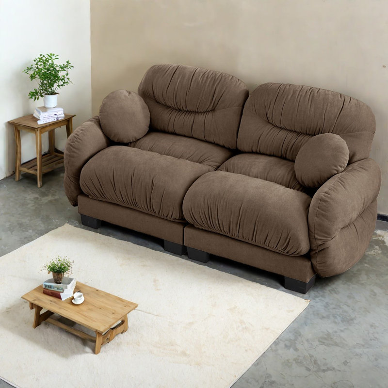 Canapés en chenille confortables à compression, 2 places plissées modernes pour la maison
